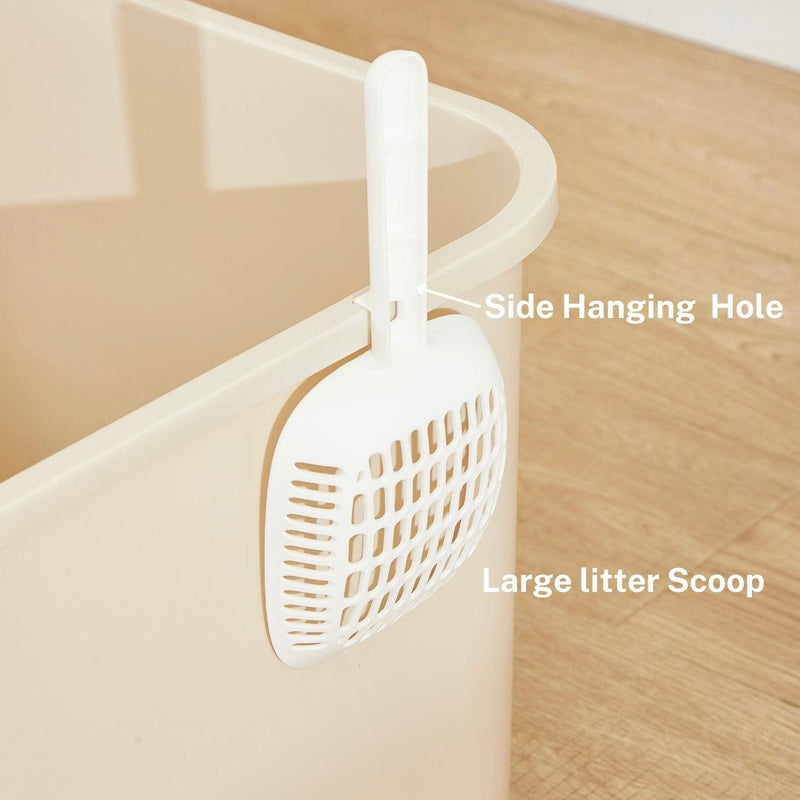 XXL Large Cat Litter Box for Large Cats with Scoop & Storage & Poop Bags - Beige