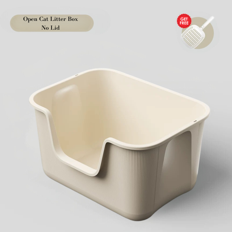 2 in 1 High Edge Large Cat Litter Box with Scoop and Teaser Toy