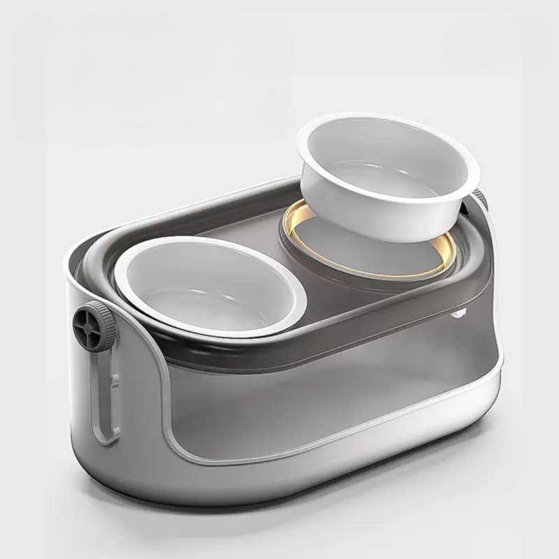 Angle and Height Adjustable Dual Ceramic Bowls for Cats and Dogs