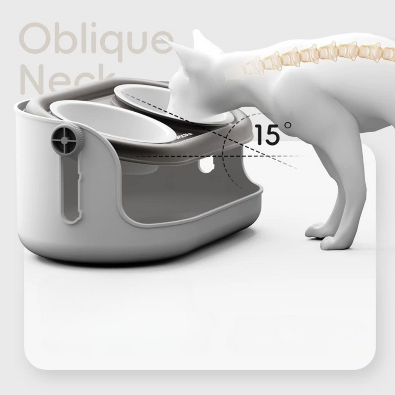 Angle and Height Adjustable Dual Ceramic Bowls for Cats and Dogs