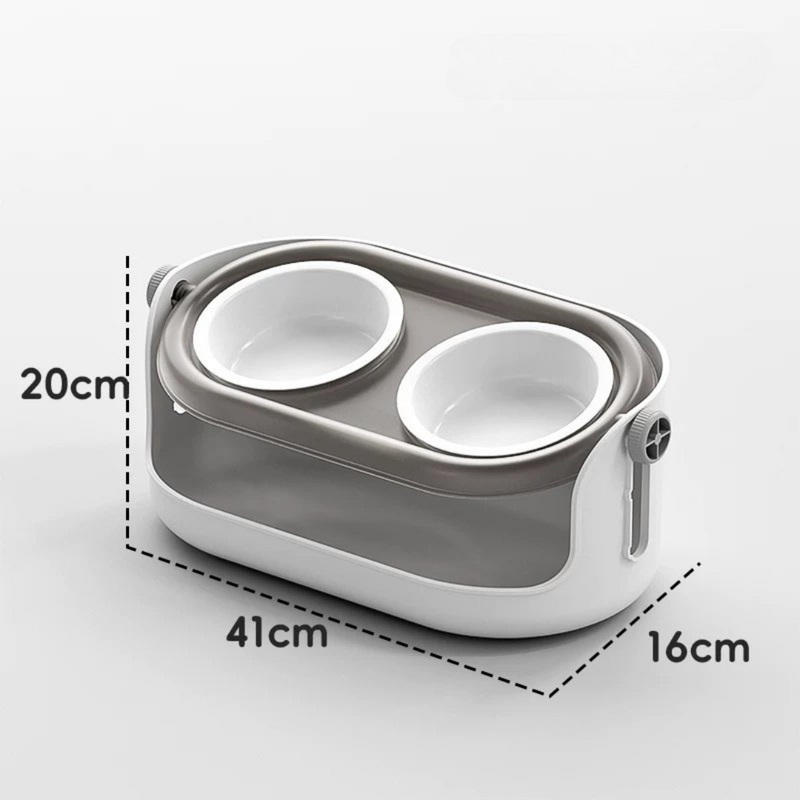 Angle and Height Adjustable Dual Ceramic Bowls for Cats and Dogs