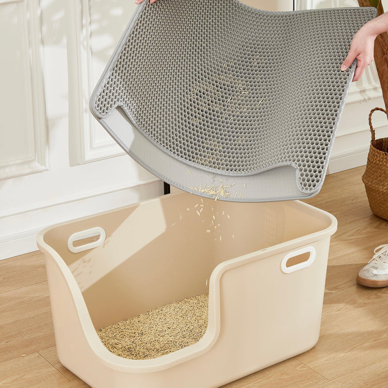 XXL Large Cat Litter Box for Large Cats with Scoop & Storage & Poop Bags - Beige