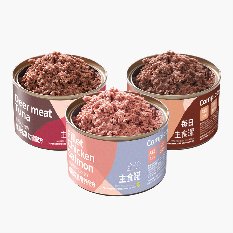 Chicken + Salmon + Caviar Cat Staple Cans, Grain-Free, 170g x 3 Cans