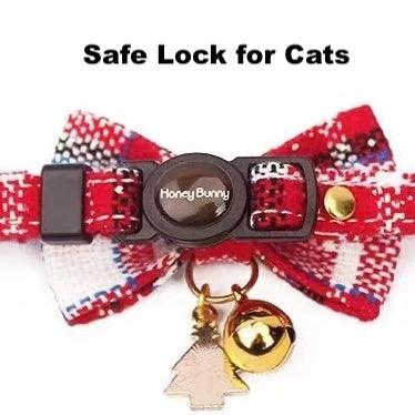 Hand-made Bow Tie Collar with Bell and Christmas Tree Deco For Dogs and Cats