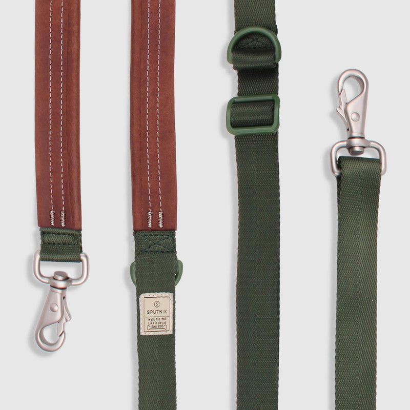 Multifunction Leash Multi-Function Leash with Leather Green – PETBESTY