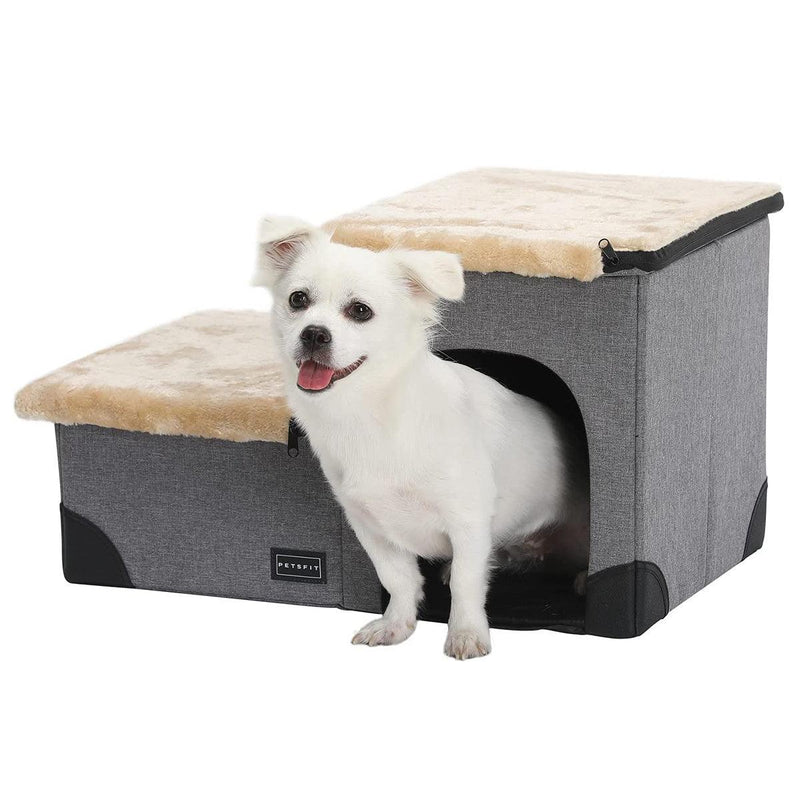 3 in 1 Multi Use Foldable Pet Stairs with Storage and Lounge for Dogs and Cats - PETBESTY