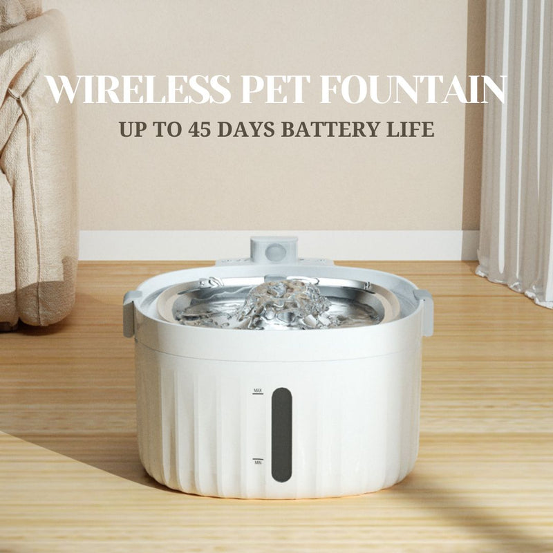 Wireless Stainless Steel Cat Water Fountain | 40-45 Days Battery Life Single Charge