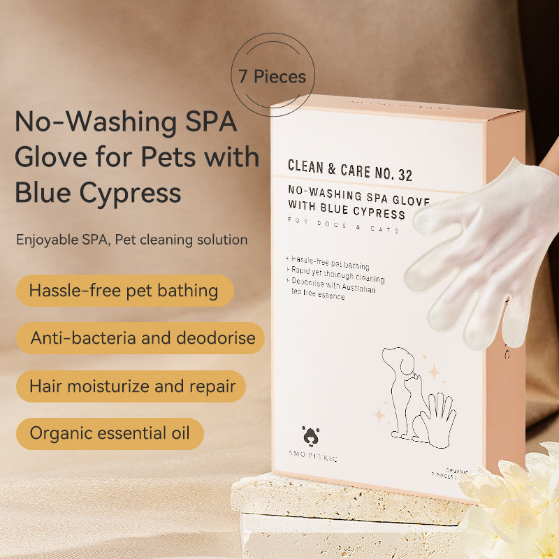 No-Washing SPA Glove with Blue Cypress For Pets 7 Pc Pack- Clean & Care No.32