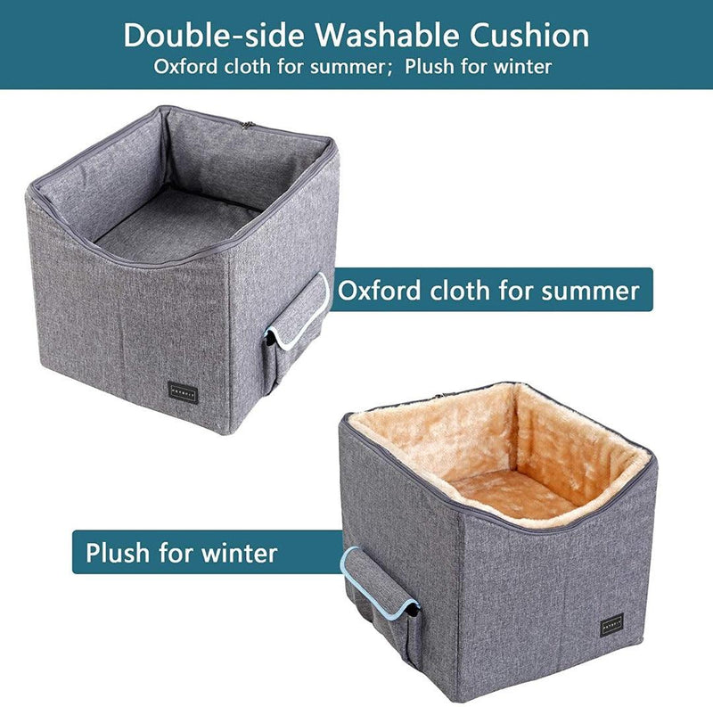 Premium Booster Seat / Car Seat with Safety Belt, Cushion and Storage Pocket for Pets
